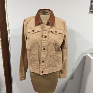 Ralph Lauren Tan Jean Jacket with Brown Collar